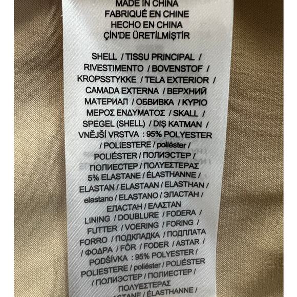 LAUREN RALPH LAUREN WOMENS 16 FAUX WRAP STRETCH COCKTAIL DRESS METALLIC GOLD NEW - Picture 12 of 14